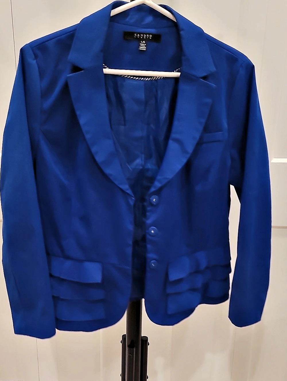 Sandro Royal Blue Tailored Peplum Ruffle Blazer
